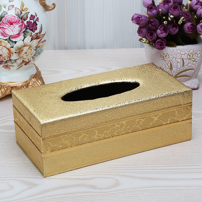 Gold-edge leather household tissue box, European-style car leather tissue box, tissue box manufacturer wholesale detail image 15