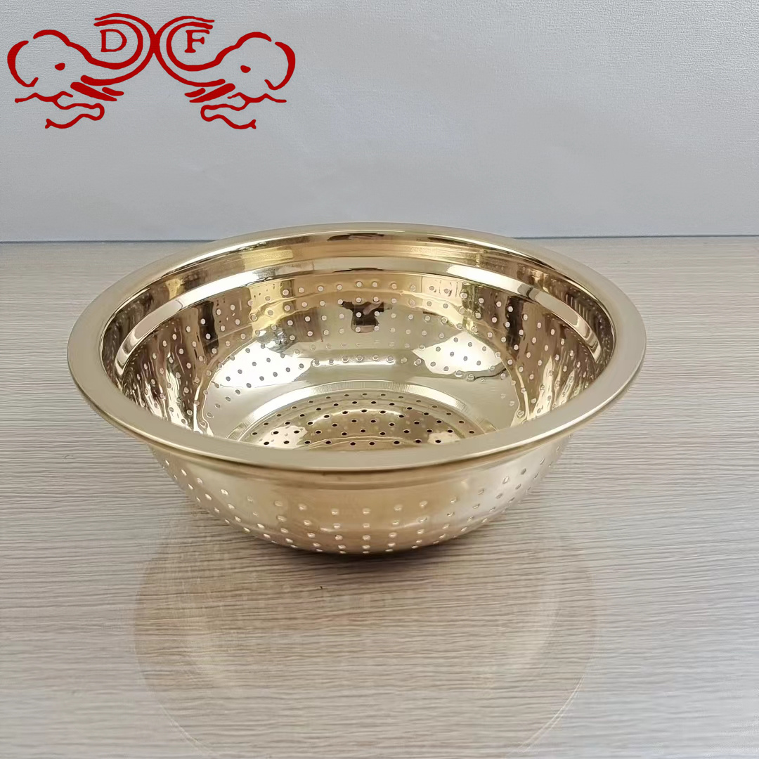 DF68098 thickened stainless steel rice sieve drainage basin, multi-hole basket, vegetable washing basin, rice washing basin, leaky basin, round DF TRADINGHOUSE