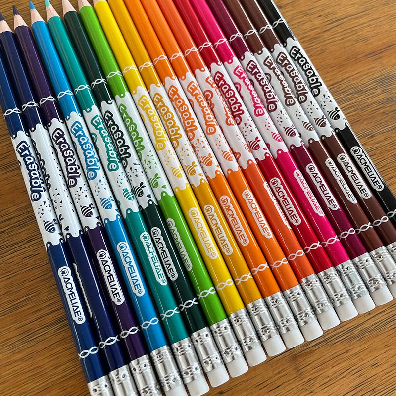 ACMELIAE 18pcs erasable color pencil with eraser details Picture