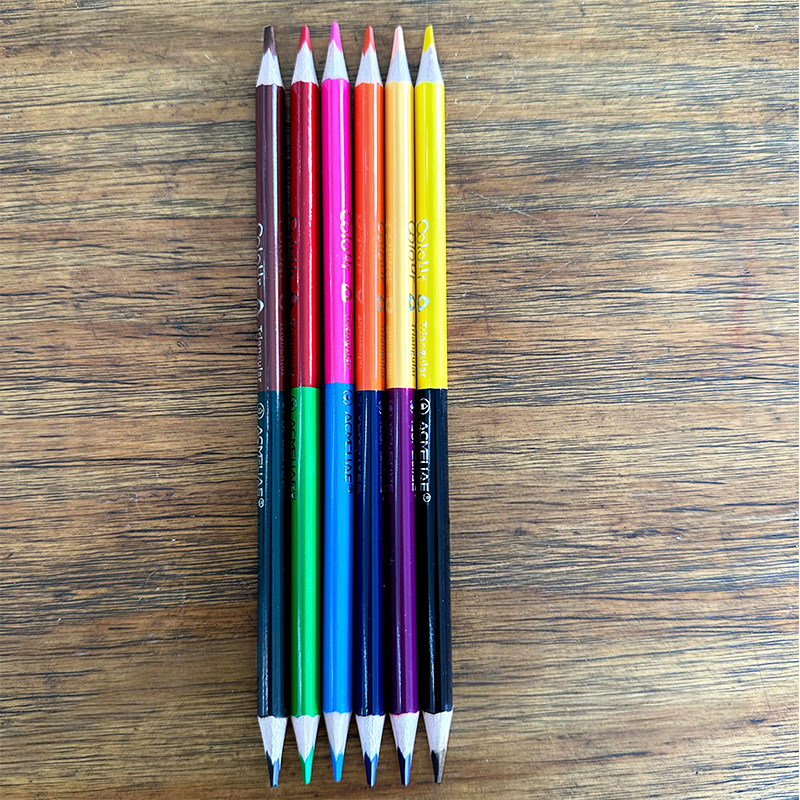 ACMELIAE 6PCS/12C Super Quality Bi-Color Pencil - Triangular details Picture