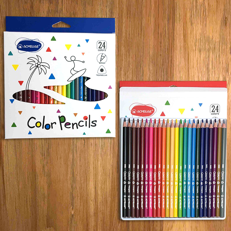 ACMELIAE 24 colors triangular Color Pencil, end cutting full figure
