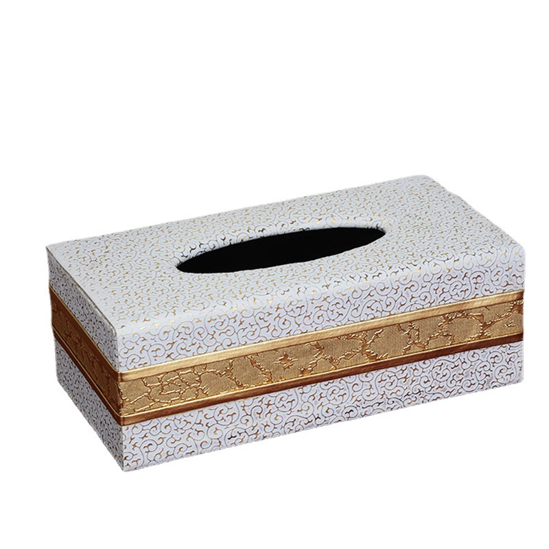 Gold-edge leather household tissue box, European-style car leather tissue box, tissue box manufacturer wholesale detail image 11