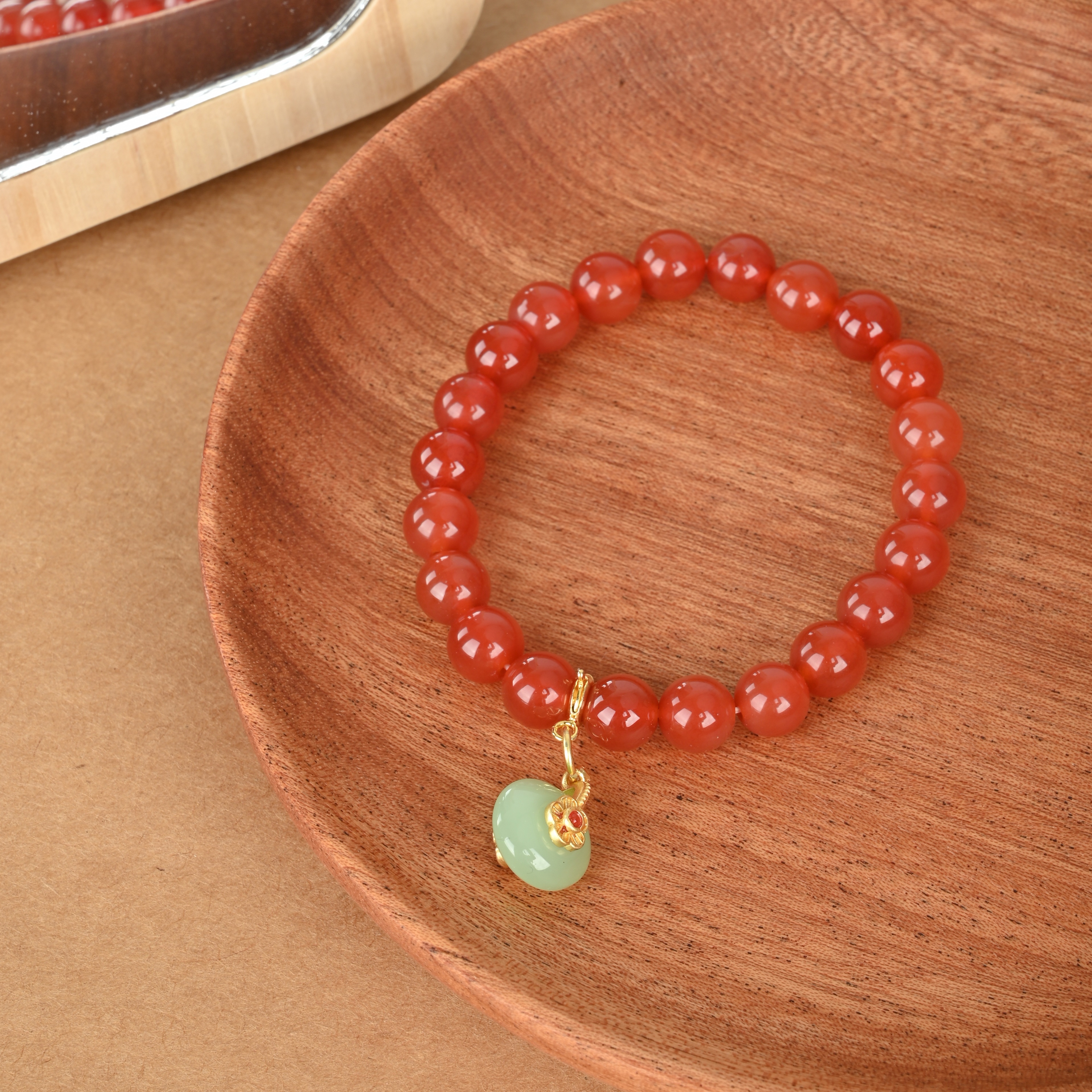 Red Agate Bracelet Safe Buckle Single Circle Women's Buddhist Beads String Scenic Spot Hot Jewelry Wholesale Specification drawing