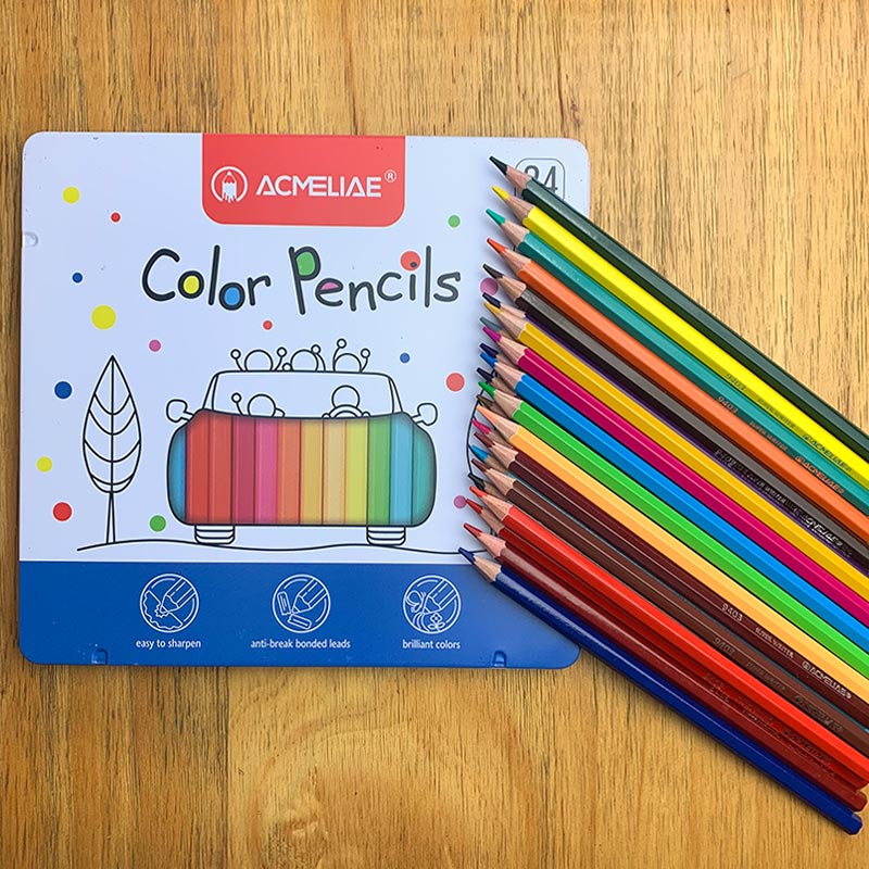 ACMELIAE 9800-24 High Quality Color Pencil Metal Box 24color details Picture