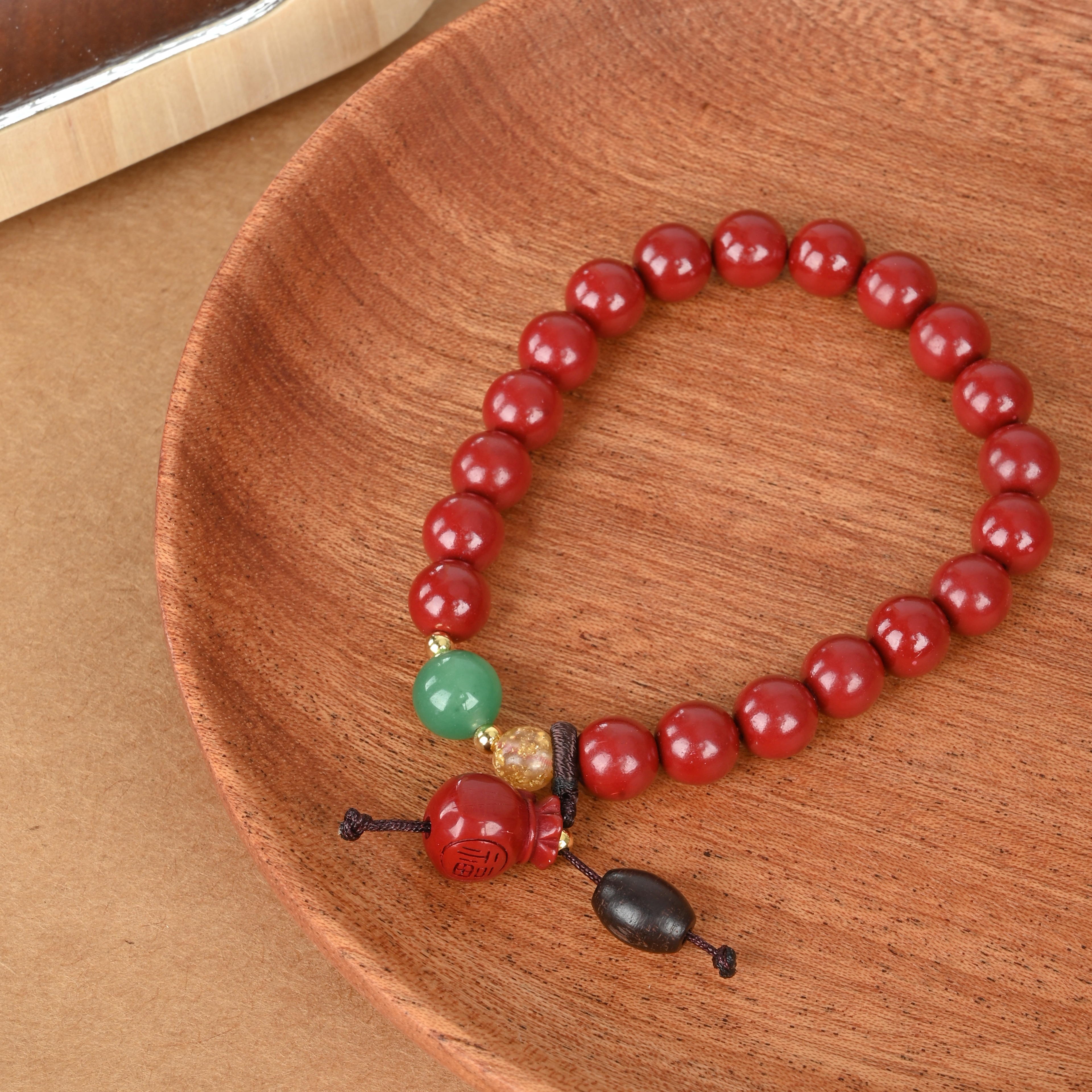 Cinnabar Bracelet Single Ring Female Buddhist Beads String Scenic Spot Hot Jewelry Wholesale Specification drawing
