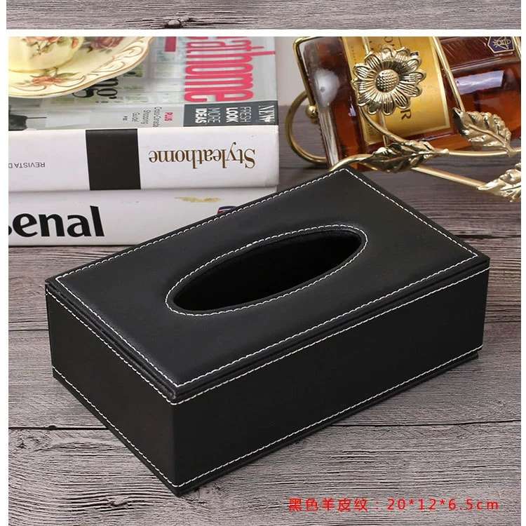 Leather car tissue box, pu tissue box, hotel room tissue box, creative gift with logo printing detail image 5