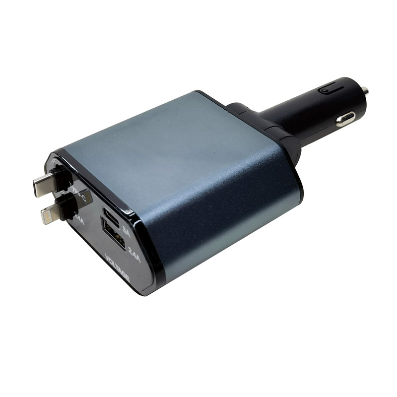 240309汽车载手机充电器4合1,100W快充车载点烟器苹果手机充电器USB与TYPEC转接头详情12