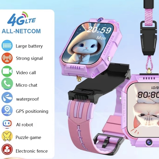 Cross border hot selling children's smart phone, watch, waterproof camera, video chat, child positioning, card insertion, 4G student full figure