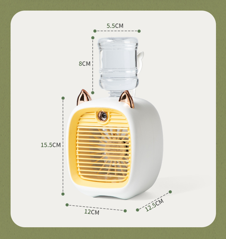 小狐狸喷雾迷你USB充电小风扇 桌面加湿水冷迷你风扇详情图16