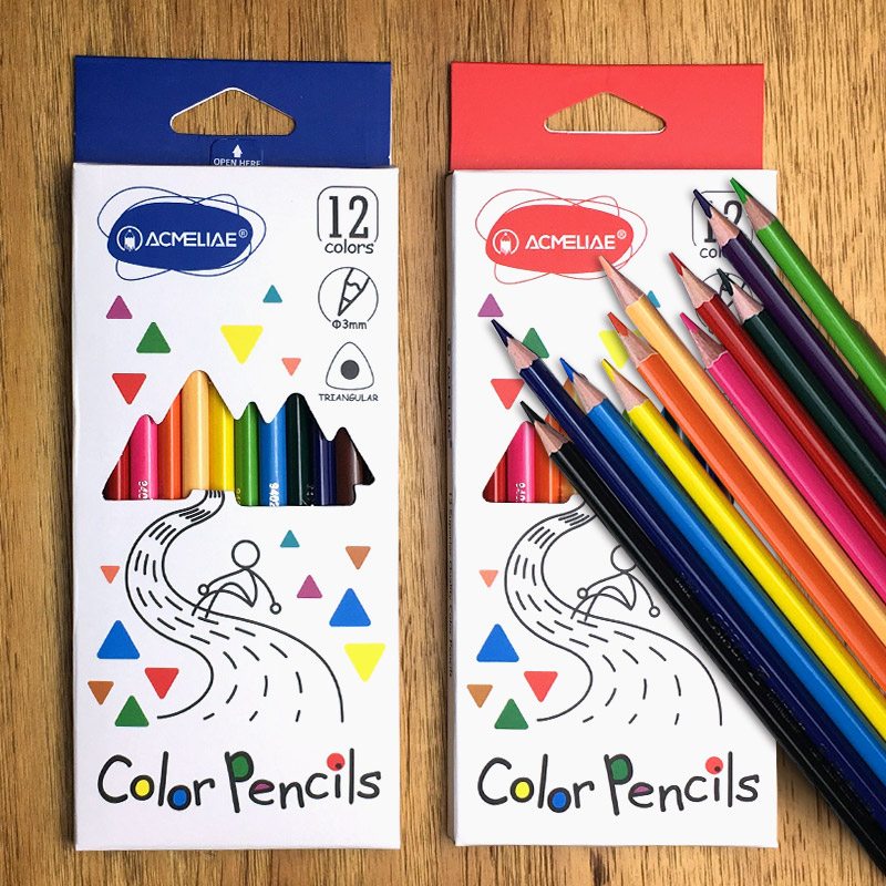 ACMELIAE 9402-12 colors triangular Color Pencil, end cutting full figure