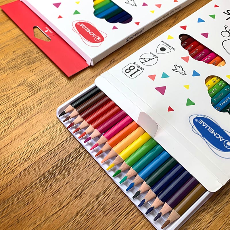 ACMELIAE 9402-18 colors triangular Color Pencil, end cutting Specification drawing