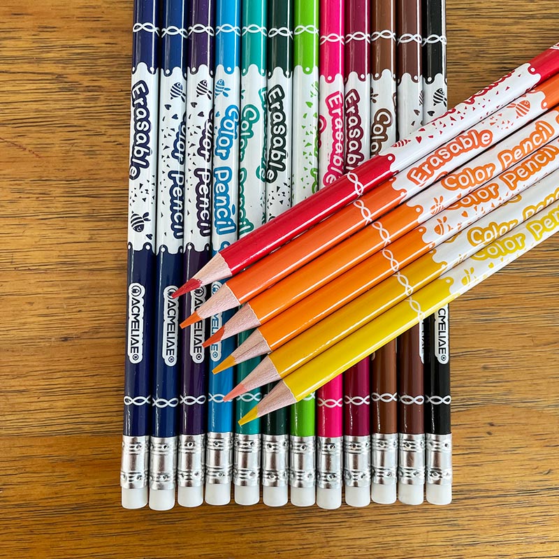 ACMELIAE 18pcs erasable color pencil with eraser Specification drawing