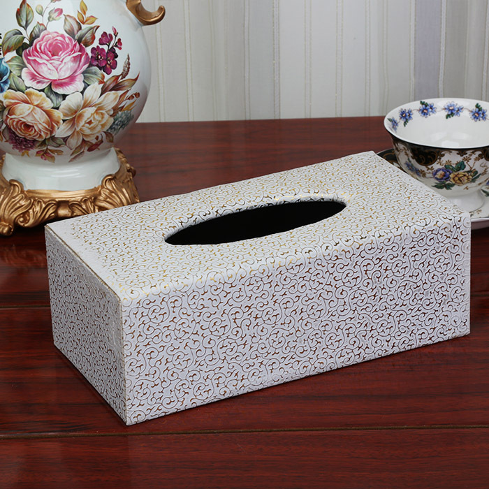 Gold-edge leather household tissue box, European-style car leather tissue box, tissue box manufacturer wholesale detail image 9