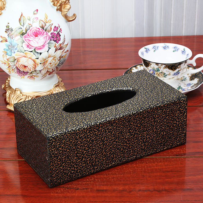 Gold-edge leather household tissue box, European-style car leather tissue box, tissue box manufacturer wholesale detail image 13