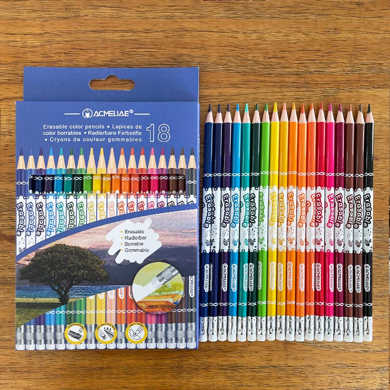 ACMELIAE 18pcs erasable color pencil with eraser full figure