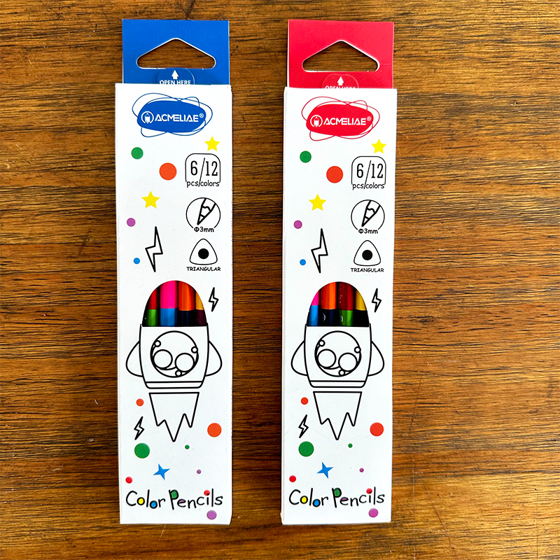 ACMELIAE 6PCS/12C Super Quality Bi-Color Pencil - Triangular full figure
