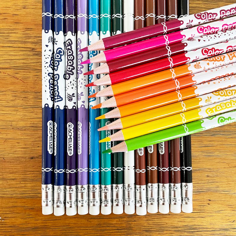 ACMELIAE 24pcs erasable color pencil with eraser Specification drawing
