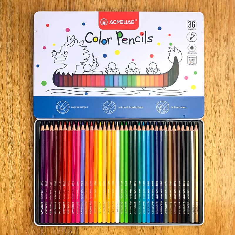 ACMELIAE 7" 36C Color Pencil Metal Box-Hexagon 9800-36 full figure