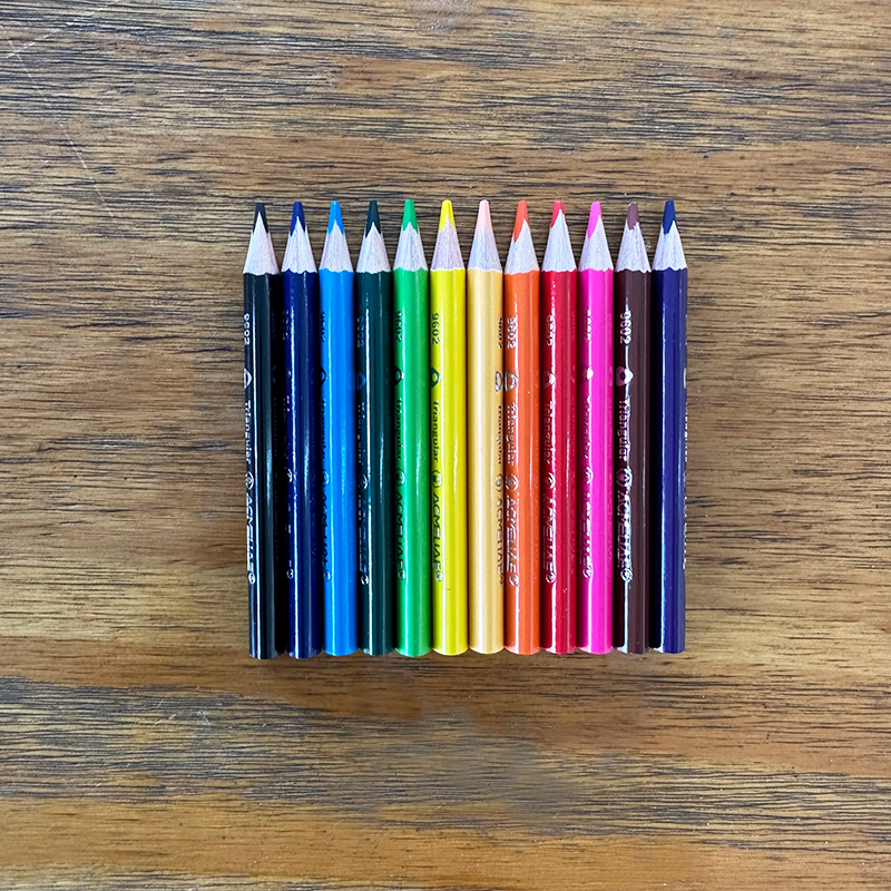 ACMELIAE 3.5" 12 Triangular color pencil, end cutting details Picture