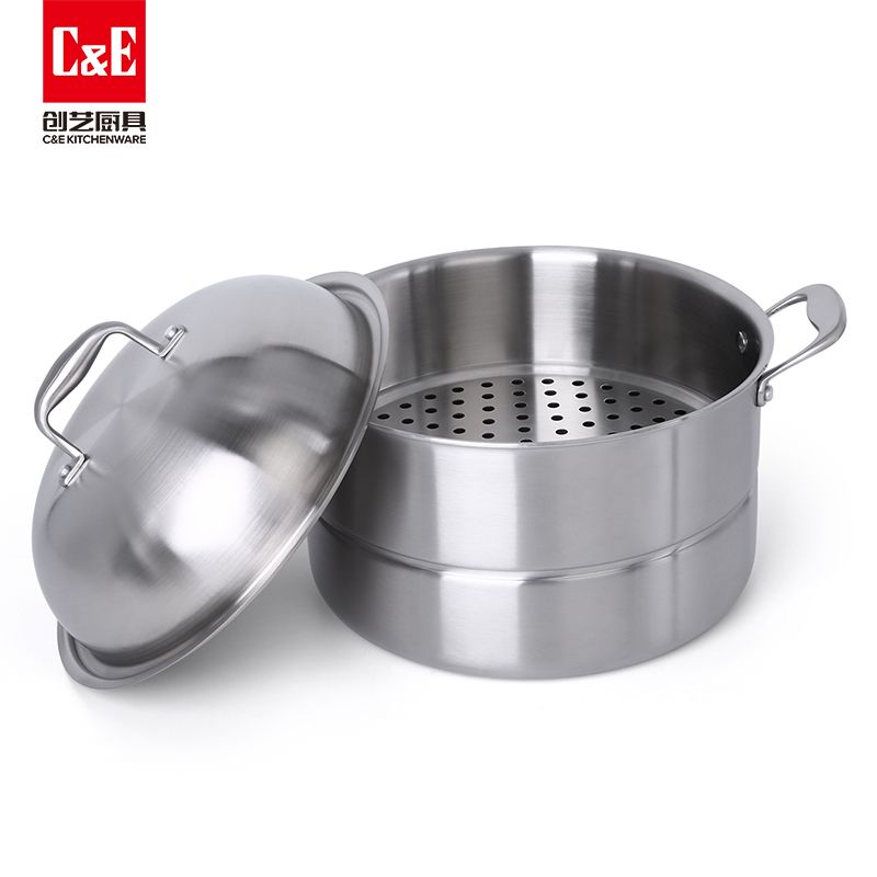 C&E Creative Steamer 304 stainless steel, three-layer multi-functional pot with top steaming and bottom boiling, large capacity, kitchenware for home use Item Picture