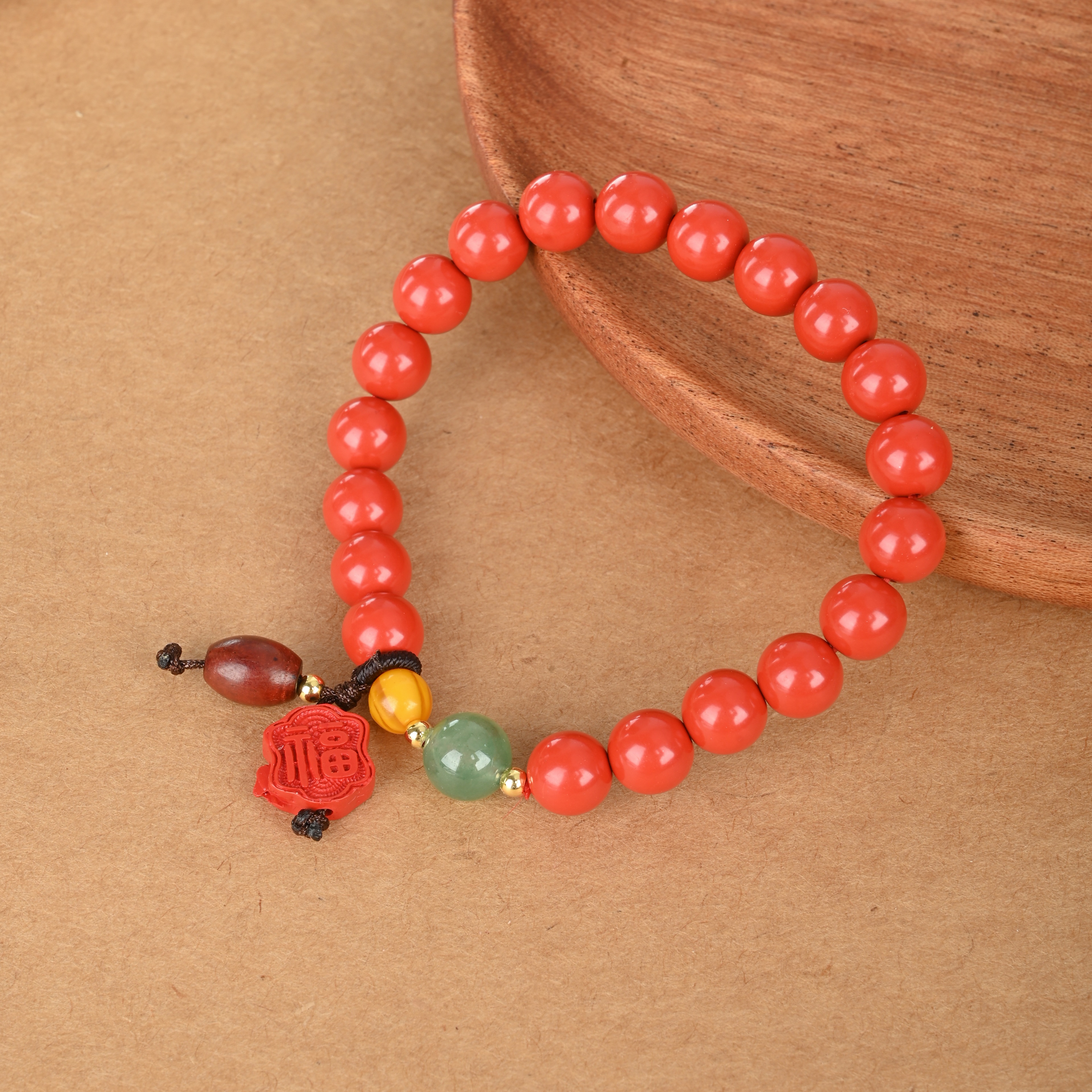 Cinnabar Bracelet Single Ring Female Buddhist Beads String Scenic Spot Hot Jewelry Wholesale details Picture