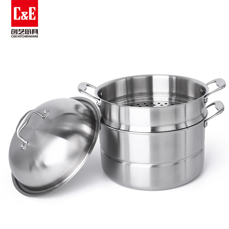 C&E Creative Steamer 304 stainless steel, three-layer multi-functional pot with top steaming and bottom boiling, large capacity, kitchenware for home use Specification image