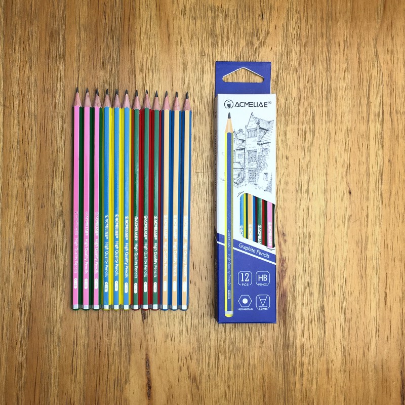 ACMELIAE Color Striped HB Dipped Pencil Hexagonal 43512 Specification drawing