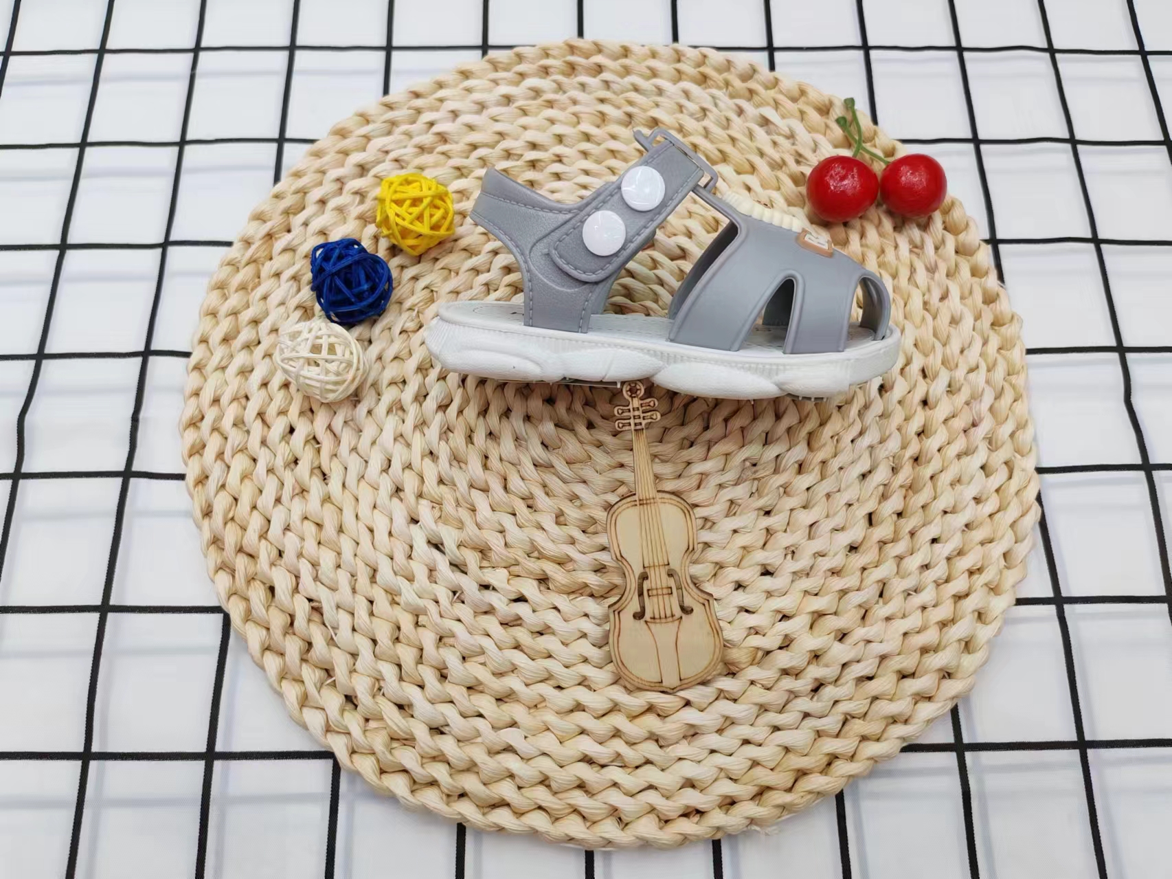 Cute children wear sandals outside in summer details Picture