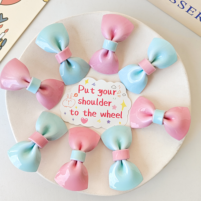 Korean-style cute bow gradient color hair clips, children's fashion and versatile side bangs hair clips, duckbill clips Specification image