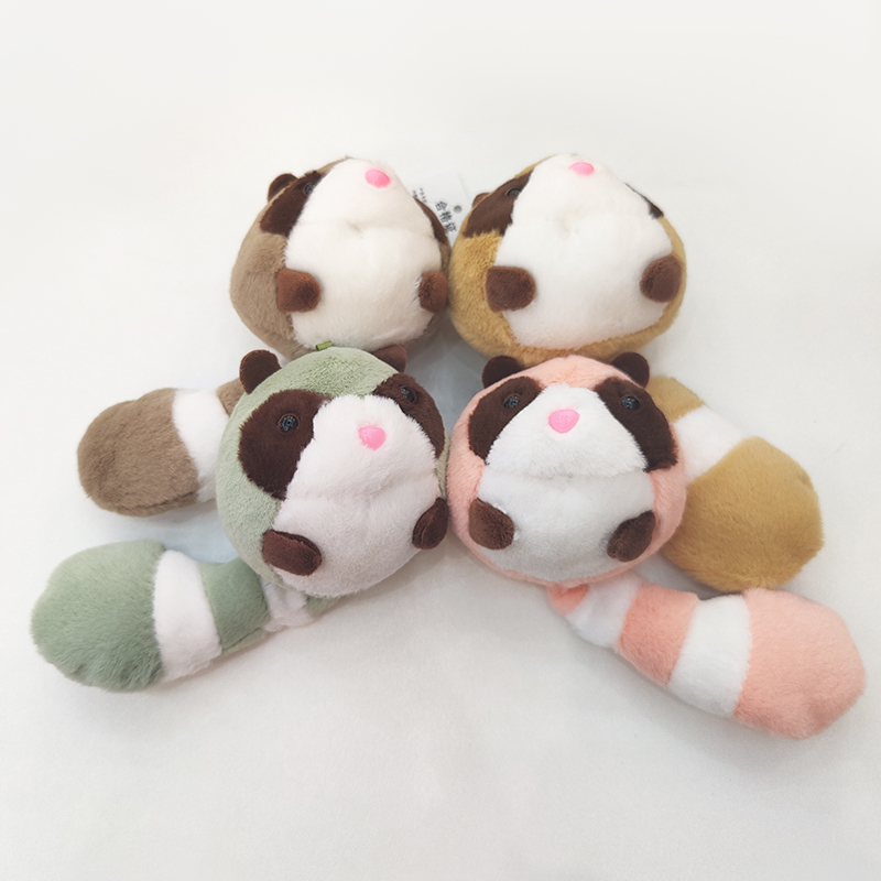 Cute long-tailed round squirrel plush toy, schoolbag pendant, cartoon creative keychain plush toy, mouse toy gift