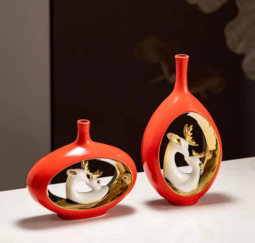 精品陶瓷花瓶 工艺品摆件 精致礼品 独特设计 陶瓷工艺品 艺术装饰品 家居装饰品