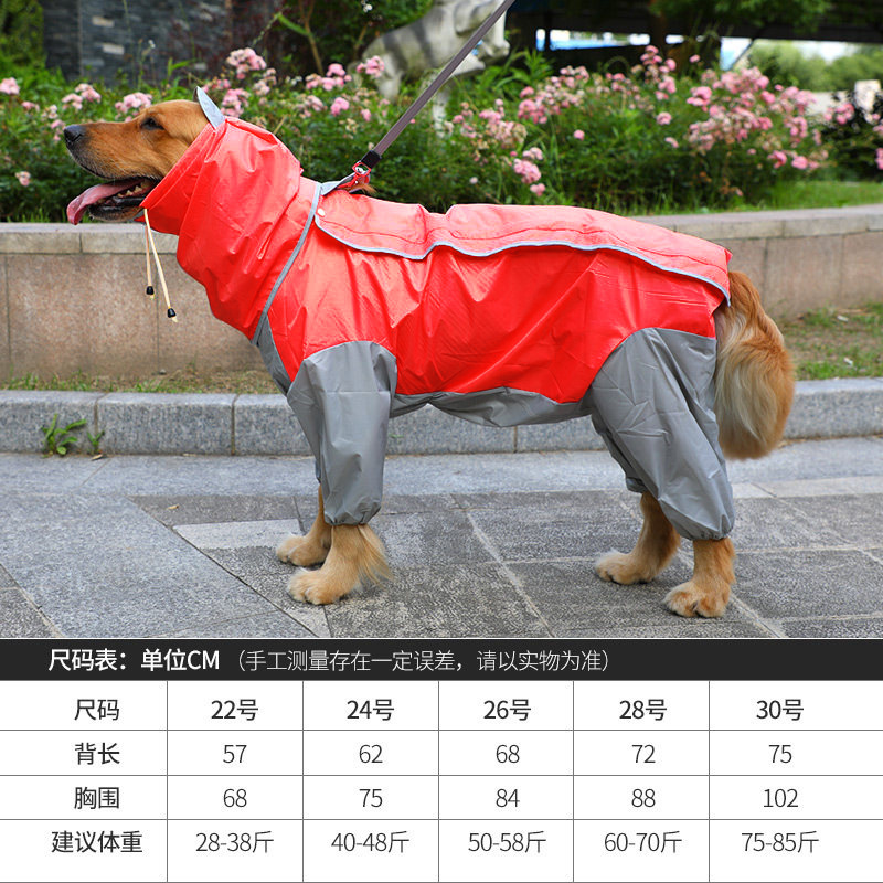 热销批发大狗雨衣金毛大型犬全包四脚雨披狗衣服狗狗雨衣白底实物图