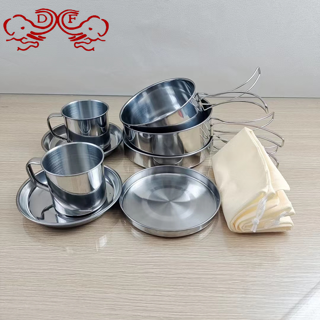 DF99230 التخييم في الهواء الطلق 304 مقلاة الصلب غير القابل للصدأ 304 مقلاة محمولة مقلاة بالمقلاة المبطنة