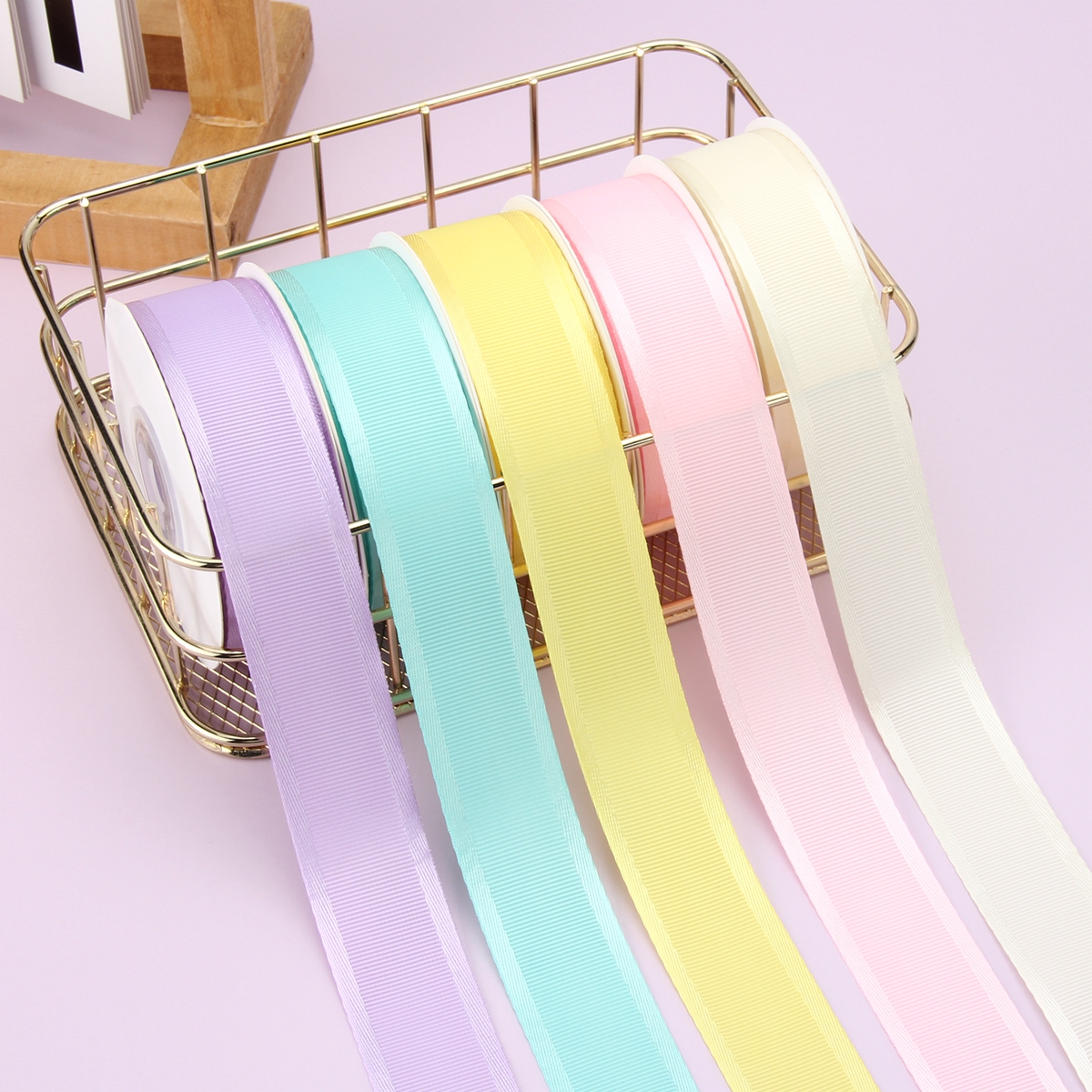 25mm wide-edge ribbed wine red packaging ribbon flower gift packaging ribbon hair accessory bow