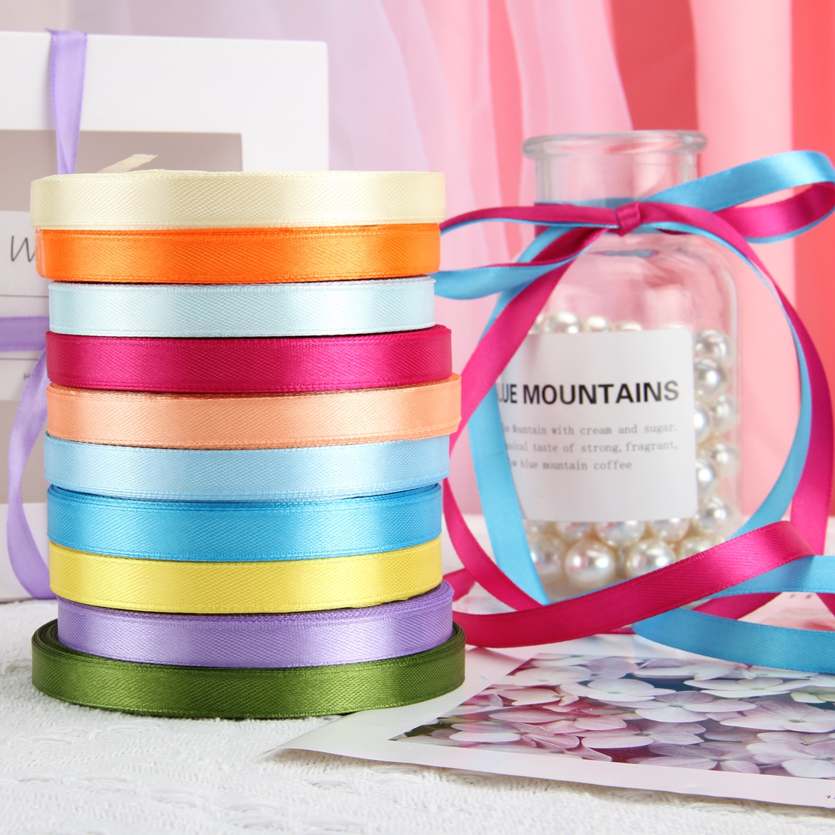 1CM ordinary single-sided ribbon flower gift packaging gauze ribbon, festival decorative ribbon Application Scenario