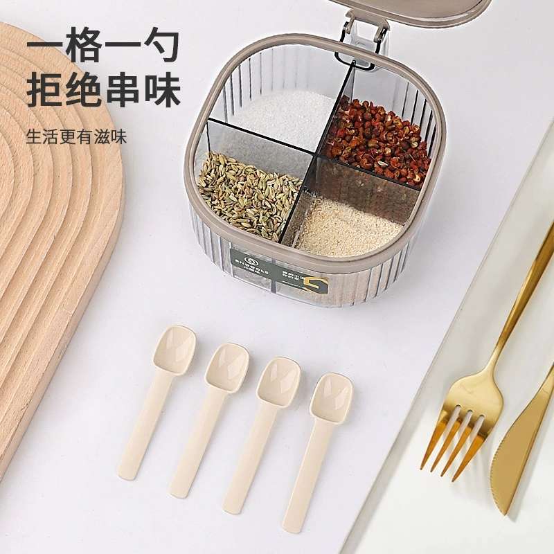 X111-3798 Light Luxury Transparent Four-Style Flavor Box Set for Home Kitchen Salt and Monosodium glutamate detail image 6