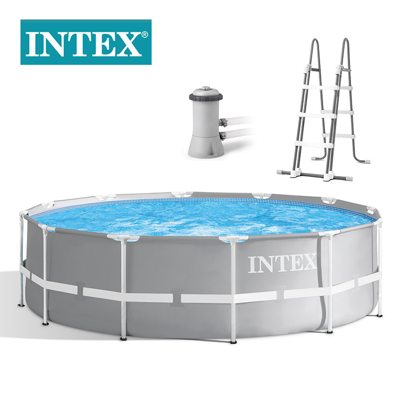 INTEX26716 Outdoor swimming pool 10-foot grey circular tube frame water pool set, children's water play pool wholesale Item Picture