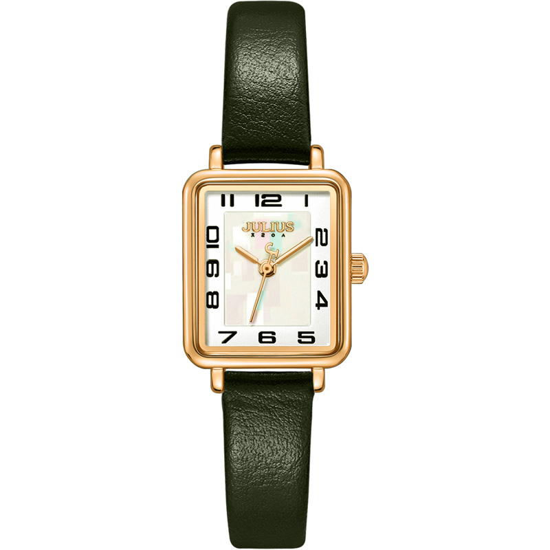 Yiwu Quality product: Korean JULIUS women's leather strap waterproof fashionable white-collar quartz watch JA-1456 details Picture