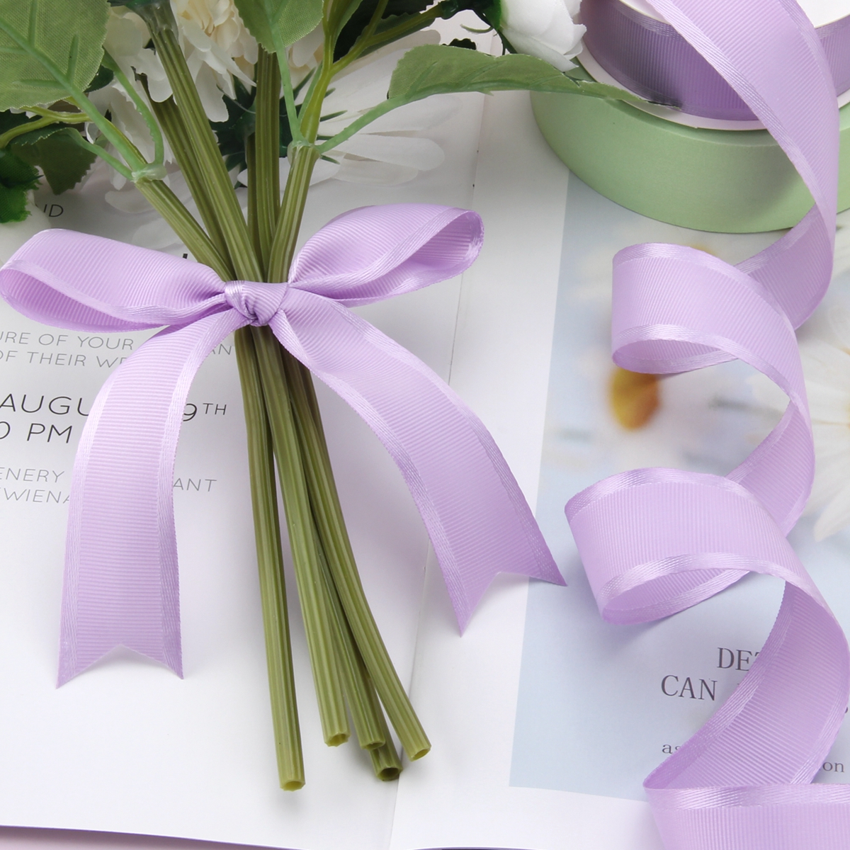 25mm wide-edge ribbed wine red packaging ribbon flower gift packaging ribbon hair accessory bow details Picture