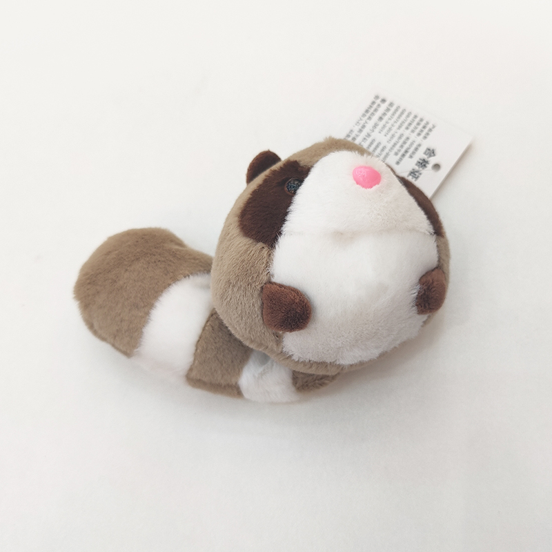 Cute long-tailed round squirrel plush toy, schoolbag pendant, cartoon creative keychain plush toy, mouse toy gift details Picture