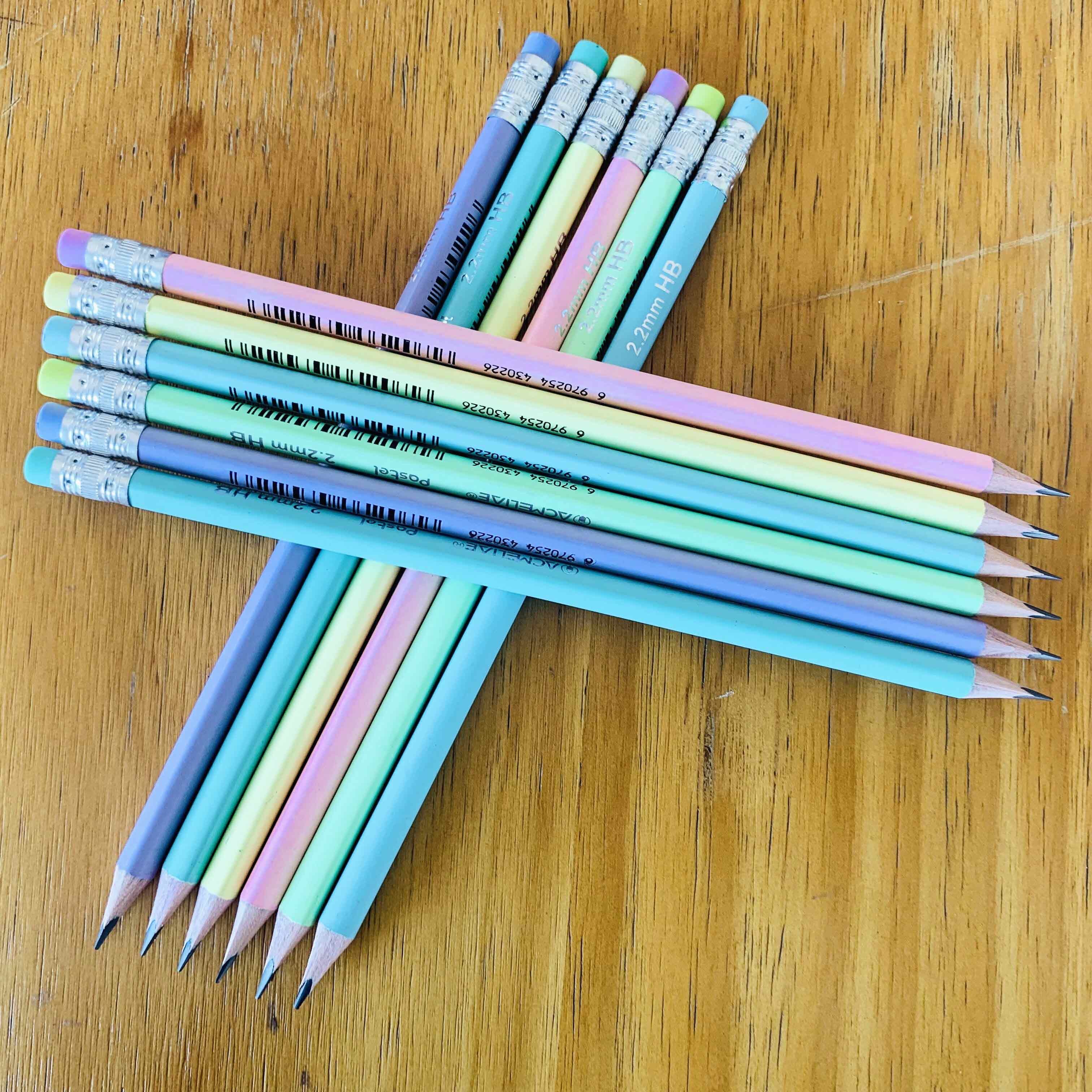 ACMELIAE 12 PCS Pastel HB pencil / with eraser Specification drawing