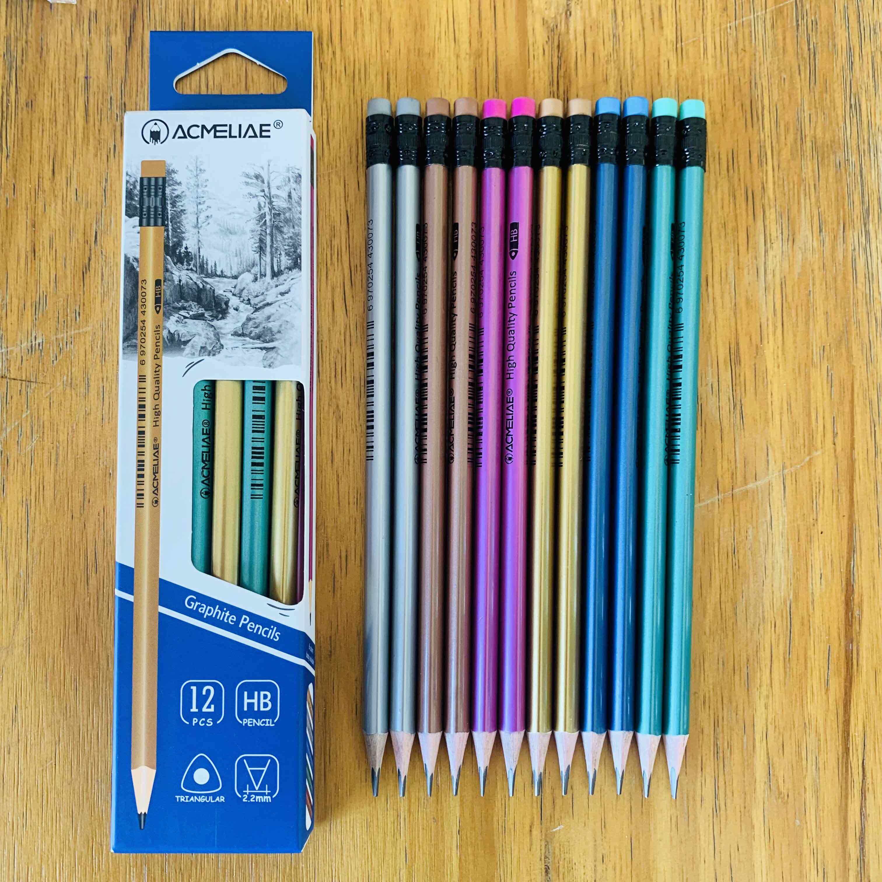 ACMELIAE Metallic Coating HB Pencil Triangular with eraser full figure