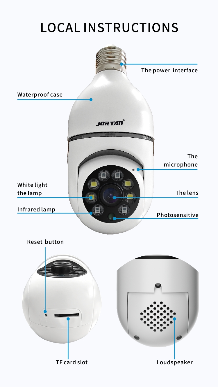 乔泰JT-8177HXM 网络监控200万 E27螺口双光源 灯泡形智能家居户外安全网络监控防水迷你详情7