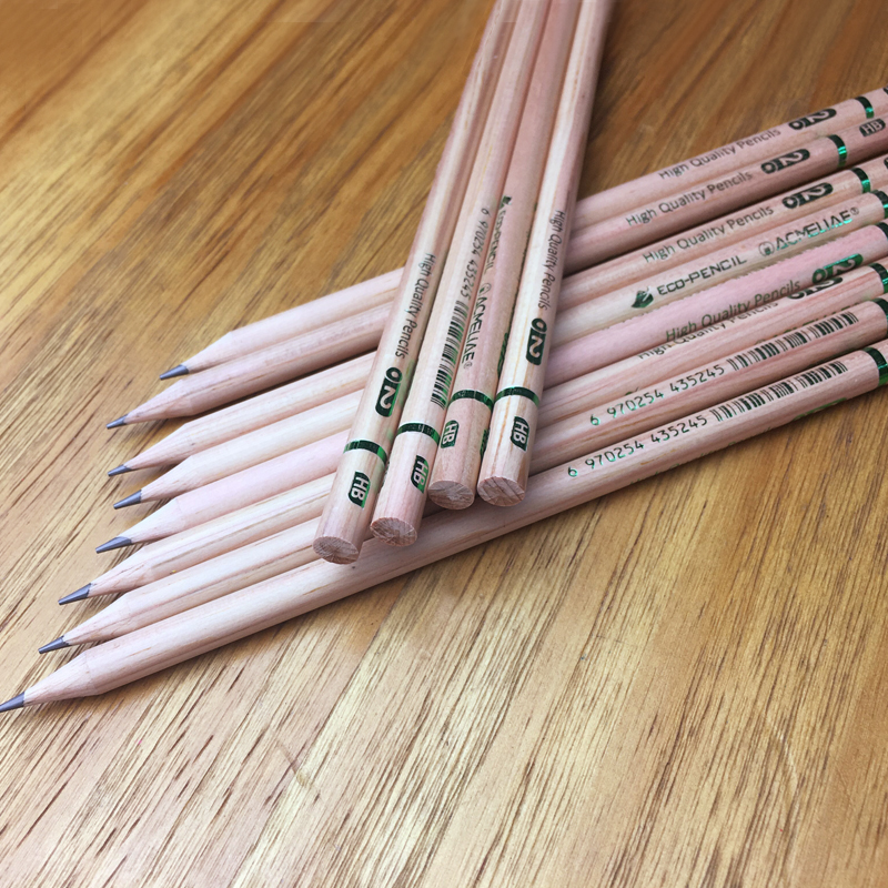 ACMELIAE Natural Wood Foil Transfer Printing HB Pencil Round Item Picture