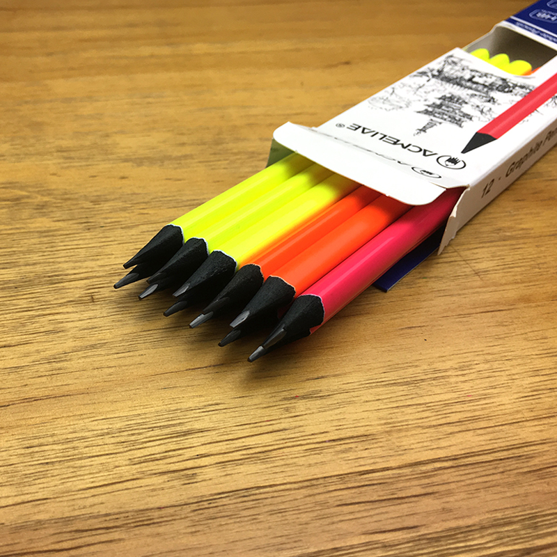 ACMELIAE Neon Coating Black Wood HB Dipped Pencil Triangular Application Scenario
