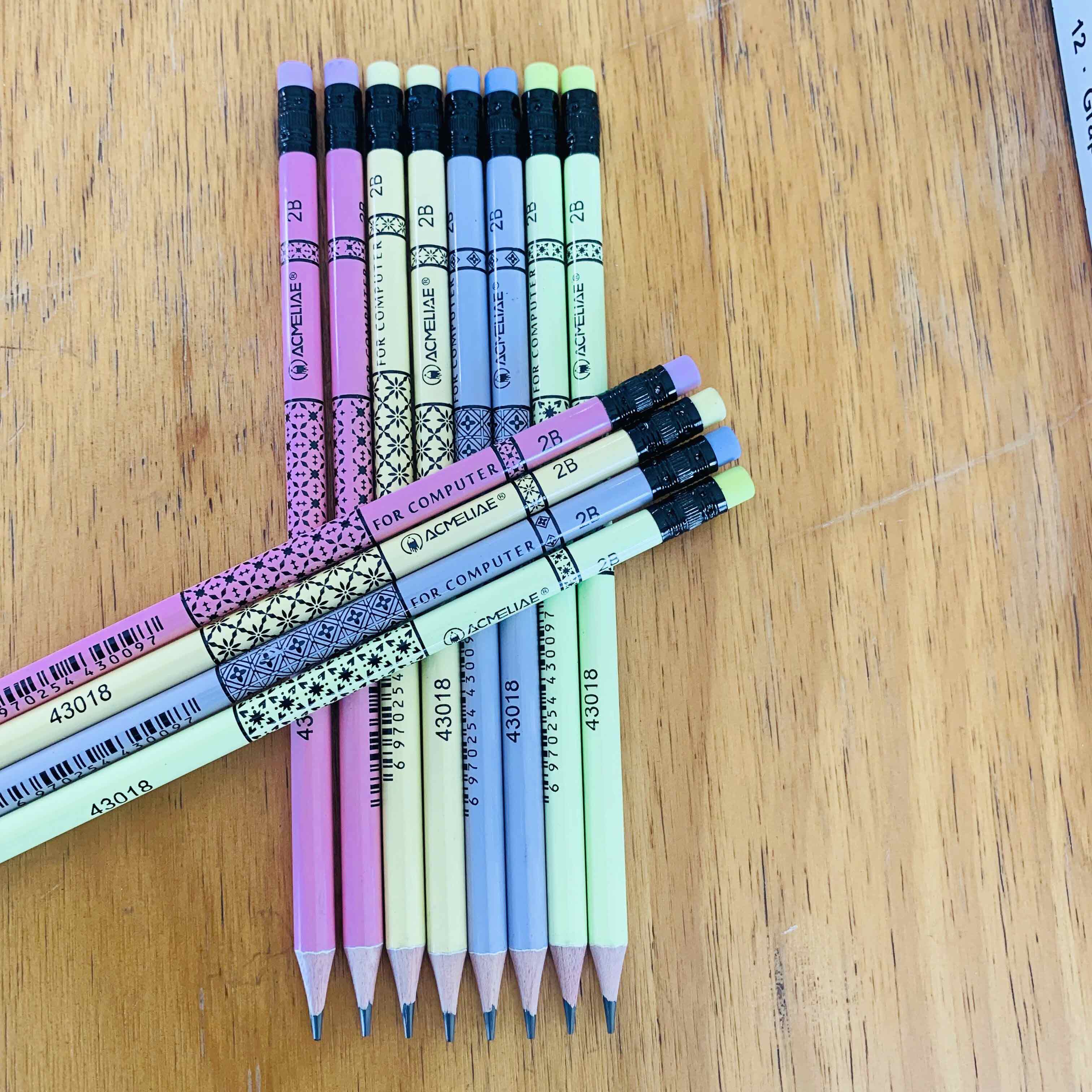 ACMELIAE Foil Transfer Printing 2B Pencil Round/ with eraser Specification drawing
