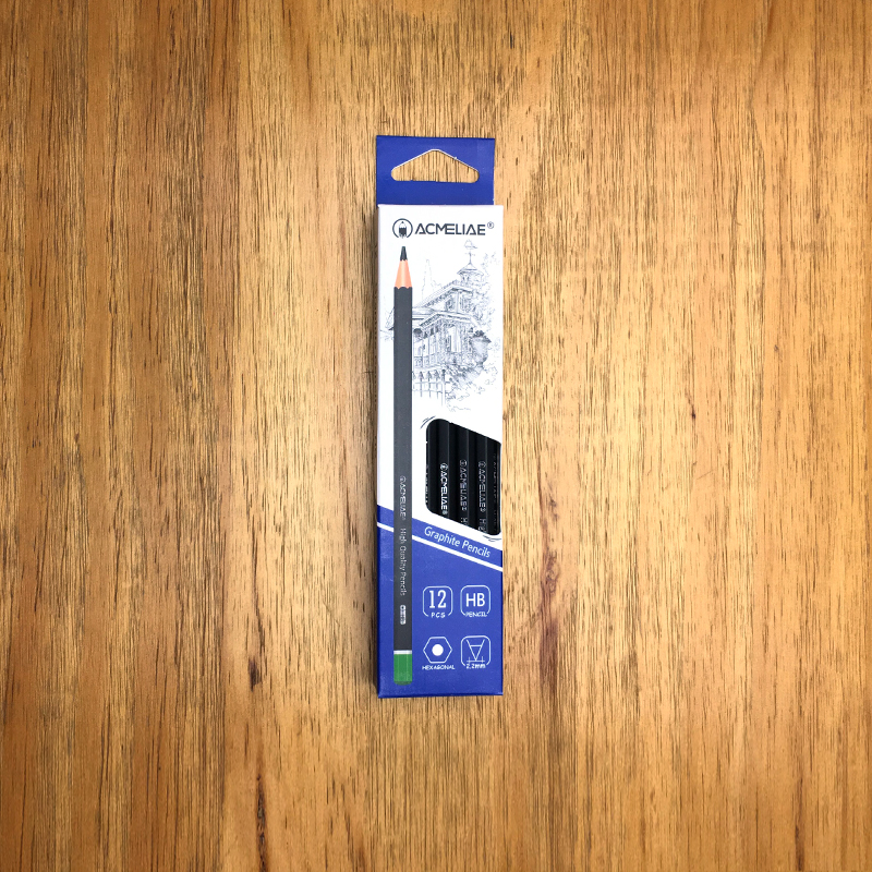 ACMELIAE Matt Black Coating HB Dipped Pencil Hexagonal 43510 full figure