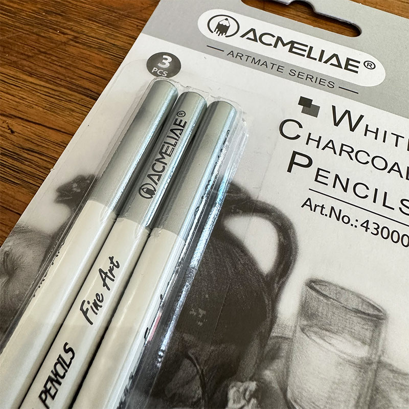 ACMELIAE 3 PCS White Charcoal Pencil/ blister card details Picture