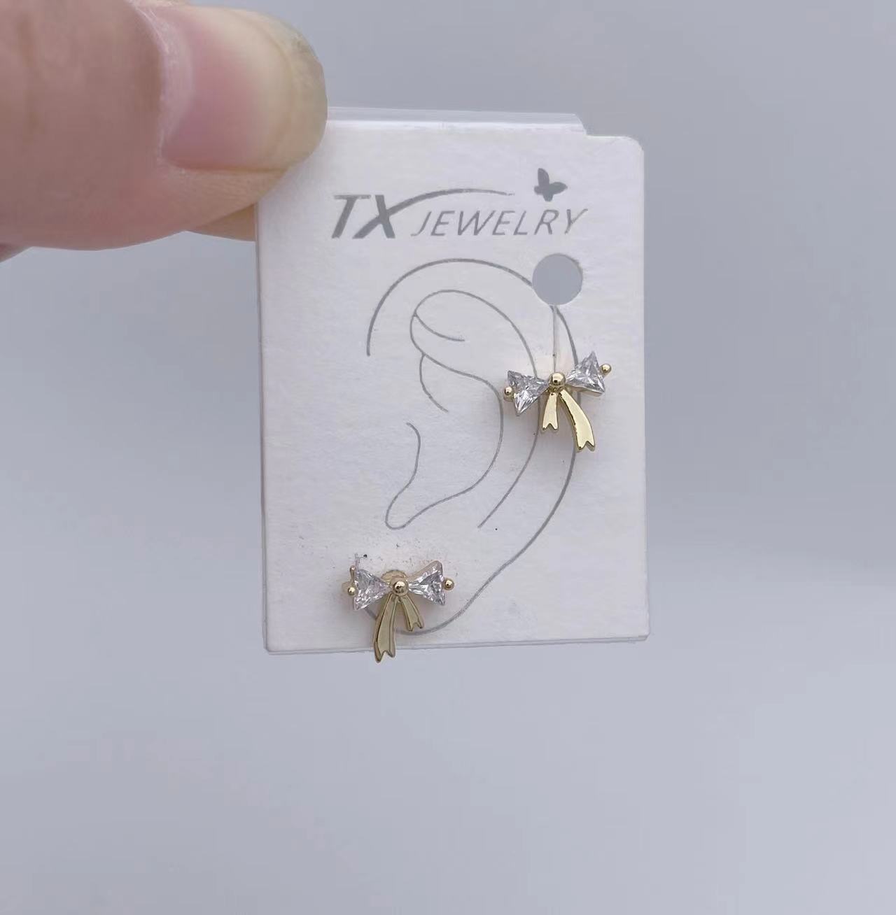 跨境热卖时尚耳饰迷你蝴蝶结锆石耳钉女日韩耳朵穿刺饰品批发 