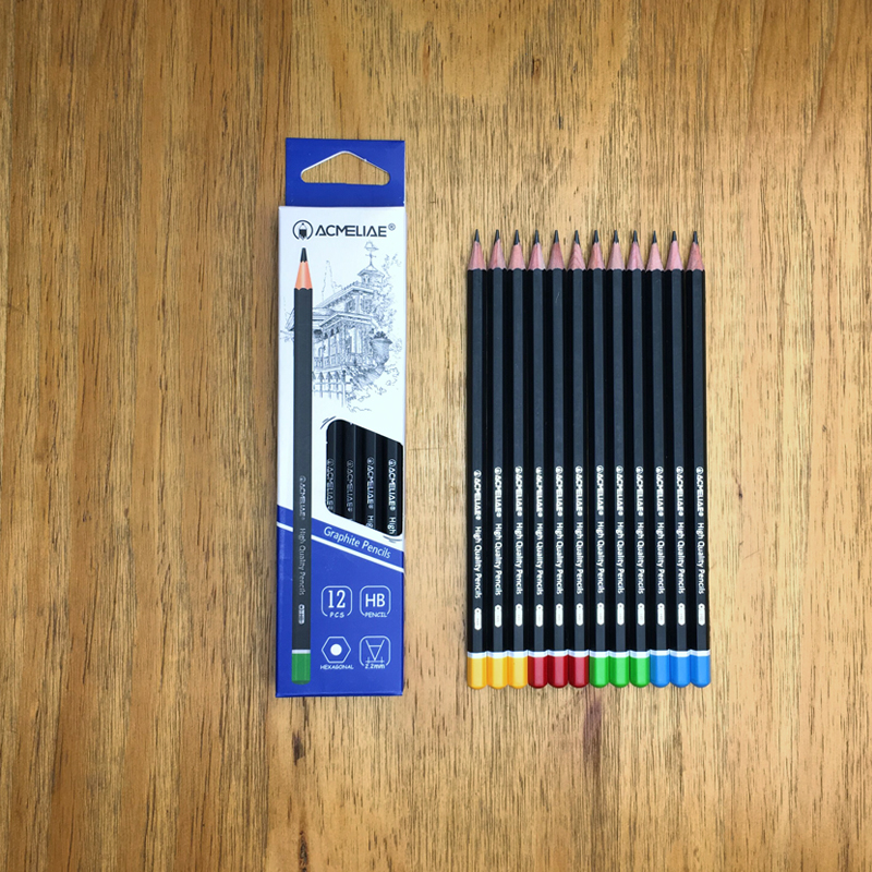 ACMELIAE Matt Black Coating HB Dipped Pencil Hexagonal 43510 Specification drawing